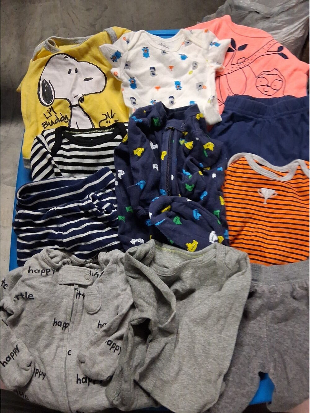 Newborn Baby Boy Clothing Lot - 11 Pcs Snoopy Sloth Carters H2